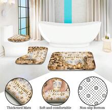 1pc/4pcs Window-Side Golden Tree Lantern Pattern Multifunctional Bathroom Decor Shower Curtain Set, Free 12 Hooks, Premium Holiday Atmosphere, Bathroom Mat, U-Shaped Bath Mat And Round Toilet Mat, Suitable For All Scenes Decoration, Bathroom Set - Windowside Golden Tree Lantern - View 6