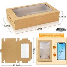 20pcs/10pcs/1pc Square Pastry Gift Boxes With Transparent Window, 7*4.3*1.5 Inches, Brown Bread Snack Boxes, Premium Gift Boxes Suitable For Packaging Desserts, Donuts, Pies, Candies, Cakes, Muffins And Macarons - Brown - View 9