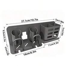 1pc Wall Mounted Toothbrush Holder, Modern Design, Drill-Free Installation, Space-Saving Bathroom Storage Rack, Suitable For Electric Toothbrushes And Shavers, Multiple Colors Available, With Storage Slot And Cup - Multicolor - View 10
