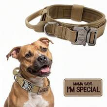 Tactical Dog Collar With Handle & Metal Buckle, Heavy Duty Padded Military Nylon Collars With 1 Patch For Medium Large Dogs K9 Training Walking Hunting - Multicolor - View 3