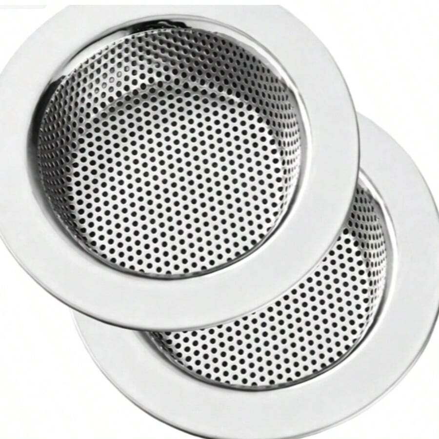 2 buah Saringan Wastafel Dapur Stainless Steel, Saringan Pembuangan Wastafel Bertepi Lebar Besar Diameter 4,5 Inci