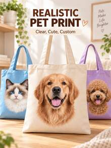 Tas Tote Foto dan Nama Hewan Peliharaan yang Dipersonalisasi, Tas Bahu Kapasitas Besar, Tas Tote Lipat yang Dapat Disesuaikan dengan Logo Nama, Tersedia dalam Berbagai Warna, Tas Bahu Kapasitas Besar Warna Polos, Cocok untuk Kerja - MultiWarna - View 3