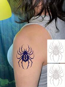 Halloween Tattoo Stickers, 2 Sheets/Set Realistic Creative Spider Makeup Pattern Temporary Tattoos, Long-Lasting Non-Permanent Stickers, Disposable Lasts 1-2 Weeks, Ideal Gift For Fashion People - Light Grey - View 2