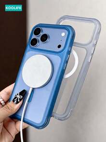 1pc Cherry Red Transparent Magnetic Phone Case, Fashion Minimalist Ins Aesthetic Niche Bold Design, Strong Magnetic Shockproof TPU+PC Protective Cover, Compatible With IPhone 18 Pro Max/18 Pro/17/17 Pro/17 Pro Max/16 Pro Max/15 Pro Max/14 Pro Max/13 Pro Max - Cherry Red - View 5