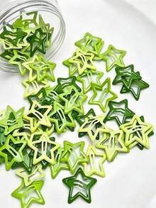 50/30/10pcs Green Mori Style Five-Pointed Star BB Hair Clips, Side Clips, Bangs Clips, Daily Hair Styling Accessories For Women And Girls - Multicolor - View 6
