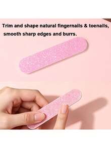 Bộ 6 món dụng cụ làm móng, bộ làm nail nghệ thuật di động gồm dũa móng, miếng đệm mút, kẹp tách ngón chân, bàn chải làm sạch móng, que đẩy da gỗ, dụng cụ chăm sóc móng chuyên nghiệp cho làm nail DIY, dùng tại nhà và du lịch - Hồng - Xem 8
