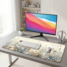 Exquisite Floral Stamen Light Tone Pattern Gaming Mouse Pad, Non-Slip Rubber Desk Mat, Smooth Sliding Surface, Suitable For Computer Laptop Office Home, Soft Abstract Art Decoration, Back To School Supplies - A - View 1