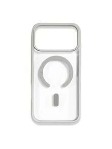 1pc 5-Style Optional Contrast Border Magnetic Large Window Transparent Phone Case, Ins Minimalist Phone Case, Built-In Magnetic Ring Supports Wireless Charging; Covers, A Style Transparent Border / B Style Light Pink Border / C Style Vibrant Orange Border / D Style Classic Black Border / E Style Light Gray Border, Raised Lens Full Coverage Anti-Drop Soft Shell, Minimalist Versatile Fashion Phone Case, Suitable For Personal Use, Birthday Gift Choice; Compatible With IPhone Case - Multicolor - View 14