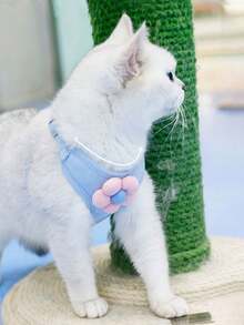 1 chiếc áo vest kèm dây xích cho thú cưng, phụ kiện chó hoạt hình 3D Teddy, dây dắt chó mèo đi dạo ngoài trời, đai yếm chống thoát - Nhiều màu - Xem 9