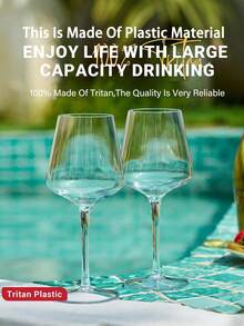 2/4/6PCS Floating Plastic Wine Glass Unbreakable Transparent Wine Glasses Tritan Plastic Dishwasher Glassware Suitable For Camping Parties - Transparent - View 2