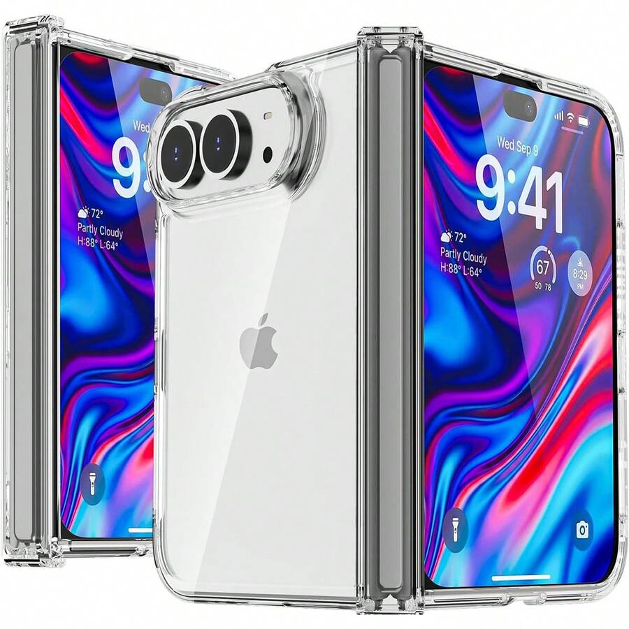 keshengtai High Definition Transparent Phone Case With Hinge Protection, Hard PC Back Plate Protective Phone Cover, Compatible With IPhone Duo - Clear - View 1