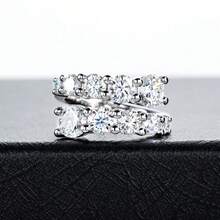 ANU JEWEL 4.2CT Moissanite Double Layer Ring S925 Silver Double Layer Open Ring Non-Adjustable Moissanite Wedding Ring Suitable For Gift - White - View 5