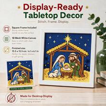 Christmas Cross Stitch Kit, Nativity Scene With Manger, Complete Set With Frame And Tools, 15*15cm DIY Handmade, Virgin Mary And Baby Jesus, Religious Holiday Gift - Multicolor - View 9