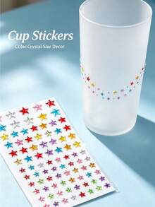 Colorful Five-Pointed Star & Round Rhinestone Stickers, 2 Styles, Multi-Color Mixed, 3D Shiny, Self-Adhesive, With Rhinestone Picker Tweezers, For Phone Case, Laptop, Tablet, Water Bottle, Calculator, Packaging Bag Decoration - Colorful Diamond Style - View 4