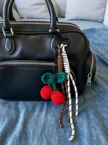 Yogodlns Handmade Leather Cute Small Pumpkin Bag Pendant Car Key Chain Rope Woven Charm Hanging Decoration New Bag Accessories - Multicolor - View 2