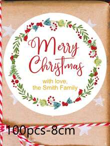 10/20/50/100pcs Customized Round Christmas Stickers, Customizable Letter Text Stickers, Elegant Holiday Gift Packaging Labels, Suitable For Holiday Party Gift Labels, Holiday Gift Packaging Stickers, Wedding Souvenir Labels Stickers, Cookie Packaging Bag Stickers, Holiday Calendars - Multicolor - View 16