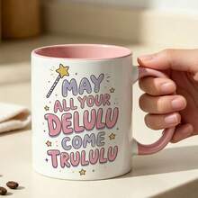 May All Your Delulu Come Trululu Coffee Mug, Magic Wand Star Graphic Ceramic Cup, Funny Gag Gift For Best Friend - Multicolor - View 5