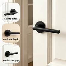 Indoor Black Door Handle (Lock Body And Lock Cylinder Not Included), Built-In Spring To Prevent Sagging, Home Door Lock Hardware Tool Accessory, Comfortable Grip, Easy Installation, Christmas/Autumn/Halloween Decoration, Suitable For Other Locks - Black - View 4