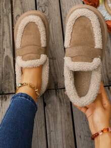 2026 New Women's Plush Slippers Winter Warm Soft Sole Fine Fur Cross Strap Indoor - Camel - View 5