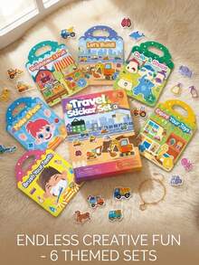 Bộ 6 cuốn sách dán sticker jelly tái sử dụng cho trẻ em - Đồ chơi giáo dục sớm di động có tay cầm, mềm chống nước, có thể dán lại, sách hoạt động cảnh chơi dán sticker cho trẻ tập chơi, quà tặng học tập, sách giáo dục, quà tặng sinh nhật/Giáng sinh/Năm mới hoàn hảo - Nhiều màu - Xem 3