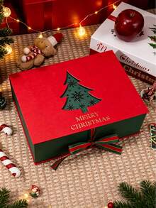 Christmas Gift Box Christmas Tree Hollow Gift Box With Ribbon Bow Merry Christmas Luxury Paper Gift Packaging Box Suitable For Holiday Party Christmas Eve - Multicolor - View 7