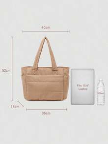 1pc New Women's Quilted Tote Bag, Multi-Functional Compartment Storage Bag With Cup Holder And Laptop Sleeve, Suitable For Daily Commute, Travel Essentials, Women's Valentine's Day Gift - Multicolor - View 6