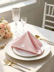 1/6/12/24/48pcs Satin Napkins 10 Colors Available, Silky Shiny Table Napkins, Durable Fabric Dinner Napkins For Wedding Banquet Party Hotel Table Decor, Foldable Cloth Napkins For Table Setting - Pink - View 7