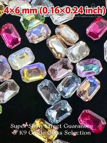 KIRAME 30顆/50顆/100顆 4x6mm (0.16*0.24英吋) 長方形八角尖底 K9 超亮混色美甲水鑽，DIY居家美甲、美甲裝飾、美甲沙龍用品，聖誕、新年美甲，節日禮物 - 彩色 - 查看 6