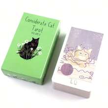 1 Set Thoughtful Cat Tarot Cards - Mysterious Moon And Stars Design, Spiritual Connection And Family Fun, Intuitive Game With PDF Manual, Mixed Color Art On Premium Paper, Novelty Game For Cat Lovers, Fantasy Illustrations | High-Quality Printing - Multicolor - View 4