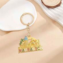 1pc Creative Popular Moroccan Castle Letter Keychain, Street Fashion Clothing Bag Key Charm DIY Holiday Gift For Friends And Family Birthday Memorial, Car Accessory, Unisex - Multicolor - View 8