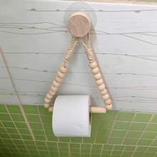 2pcs Wall Mounted Toilet Paper Holder, With Rope & Wooden Storage Rack, Rustic Wooden Style, Suitable For Bathroom, Washroom, No Drilling Required - Brown - View 10