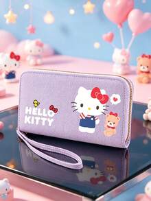 SANRIO 1Pc Cute Hello Kitty Graphic Long Wallet For Women Zip Around PU Leather Clutch Purse With Large Capacity Phone Pocket Wristlet Strap Multi Card Slots - Multicolor - View 7