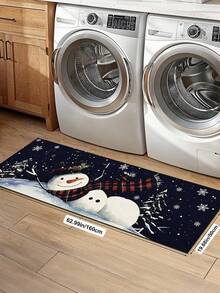 1/2pcs Christmas Floor Mat, Vintage Diatomaceous Earth Mat, Christmas Snowman Pattern, Super Absorbent, Non-Slip, Perfect For Bathroom, Kitchen And Dining Room, Quick Drying, Ideal Gift For Home Decor And Bathroom Mat - Multicolor - View 14