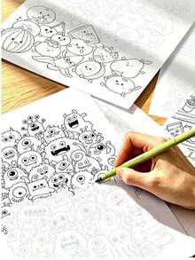 6 Books Doodle Line Art Coloring Books, Includes 3 Fine Tip Pens, Adult Leisure Doodle Art Books, Non-Bleeding Thick Paper Craft Supplies - Coloring Set - View 3