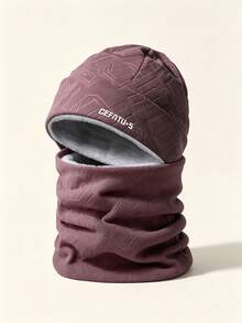 Winter Casual Hat & Scarf Set, Geometric Pattern Matching Neck Warmer, Soft Lining 2 Pieces Headwear, Ear-Protective Design, Unisex Warm Outdoor Accessories, Suitable For Daily Commute, Hiking, Cycling, Travel Winter Wear - Multicolor - View 12