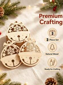 24pcs Wooden Christmas Tree DIY Hanging Ornament Set - Includes Bows & Bells, Holiday Handmade Decoration, Home Christmas Tree Hanging Decor, Creative Gift Box Ornaments - Multicolor - View 10