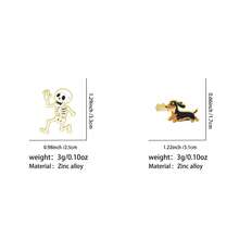 Skeleton & Dachshund Enamel Pins Set, Funny Running Skull And Sausage Dog Brooches For Backpack Jacket, Halloween Gothic Gift For Couples And Friends - Multicolor - View 12