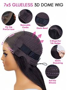 ISEE HAIR 7*5 Inch HD Glueless Human Hair Straight Wig 180% Density 8-16 Inch Natural Hairline Wig Natural Color Suitable For Daily Use Women's Human Hair Wig - SNatural - View 6