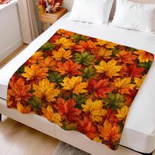 1pc Autumn Maple Leaf Theme Throw Blanket, Colorful Maple Leaf Print Pattern Fleece Blanket, Flannel Single-Sided Printed Blanket, Perfect For Holidays, Birthdays, Sofa And Home Decor - Multicolor - View 8