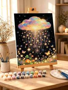 DIY Rainbow Cloud Stars Flowers (Frameless Or Framed 8x12 / 16x20 Inches) Paint By Numbers Kit(Acrylic) Arts & Crafts For Adult Beginners, Home Wall Decor, And Holiday Gifts - Sets - View 5
