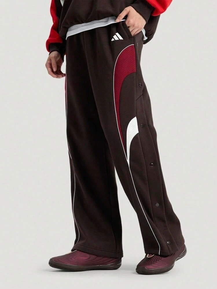 Adidas Men's Striped Colorblock Pocket Sports Pants - Brown - View 1