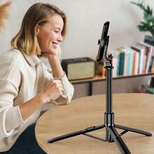 Q06 Black Multifunctional Selfie Stick: Made Of ABS And Aluminum Alloy; Features An Integrated Tripod And Bluetooth Remote Shutter; Supports 360° Rotation; Suitable For Selfies, Videos, And Live Streaming; Compatible With IOS, Android, And Cameras. - View 2
