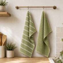 %100 Cotton Kitchen Towels – Soft & Absorbent & Dish Towels 2/3pcs - Green - View 2