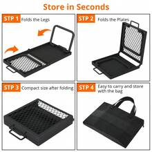 Wanfeeso Heavy Duty Folding Campfire Grill - Portable Outdoor BBQ Rack For Camping & Patio - Collapsible Fire Pit Cooking Grate & Rug Accessory - Carry Bag - (grill + Frying Pan) 22.4*11.2 - View 3