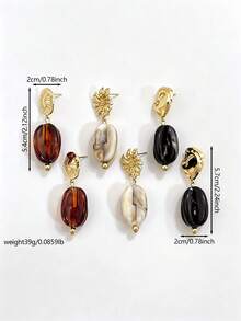 Betykuku 6pcs European & American Fashion Artistic Design Pendant Earrings Set - 3 Pairs Of Oval - View 6