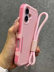 Luxury Armor 雙層防護手機殼，相容 iPhone 18 Pro Max、18 Pro、17、16、11、12、13、14、15 Pro Max Plus、16E、17Air，硬塑防震防撞後蓋保護殼 - 粉紅色+掛繩 - 查看 3