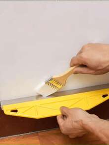 1pc 12 Inch Metal & Plastic Paint Guard With Ergonomic Handle And Edge Protection Design - Heavy Duty Wall Finishing Tool For Precise Trimming, Wallpaper Cutting And Wall Decoration. Durable Yellow Edge Guard, Designed For Home And Commercial Use, Sturdy Construction - A - View 5