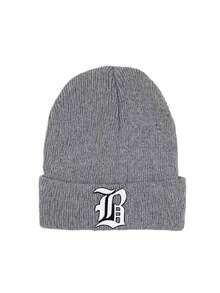 1Pc Women Men A‑Z Gothic Letter Cuffed Ribbed Knit Beanie, Personalized Warm Winter Knitted Hat For Gentlemen Daily Casual Wear - Grey - View 6