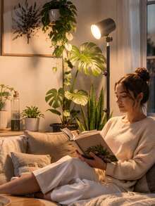 LED Reading Floor Lamp, 61" Standing Lamp - Adjustable Color Temperature & Dimmable Brightness Modern Floor Lamps, USB-Powered Floor Lights With Auto Timer & Adjustable Height Tripod Stand, Work Light For Home, Office, Living Room And Bedroom - Black - View 10