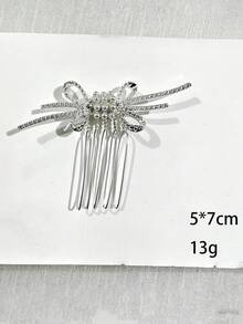 1pc/2pcs Rhinestone Bow Faux Pearl Hair Comb Hair Stick Luxury Fashion Hair Accessory Elegant Bridal Updo Hair Ornament - Multicolor - View 5